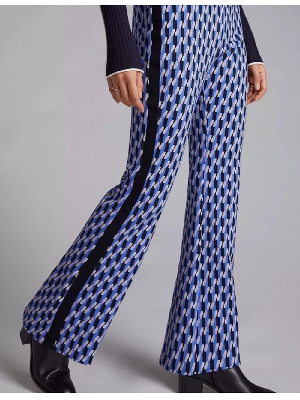Anthropologie Maeve Wide-Leg Ponte Patterned Knit Flare Pants XS - Picture 2 of 6